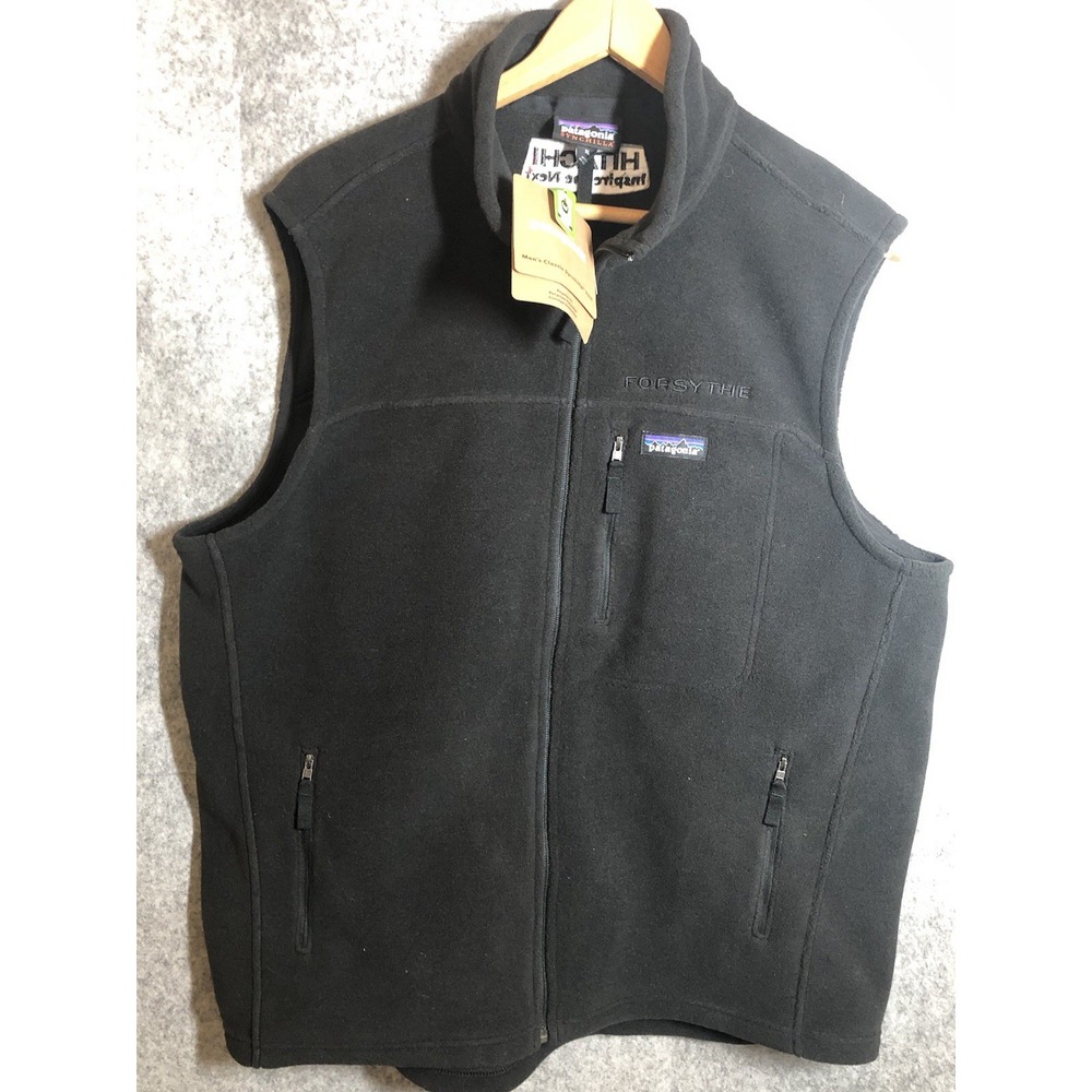 Patagonia Vest Mens Extra Large Black Fleece Synchilla Logos Promo With Tags